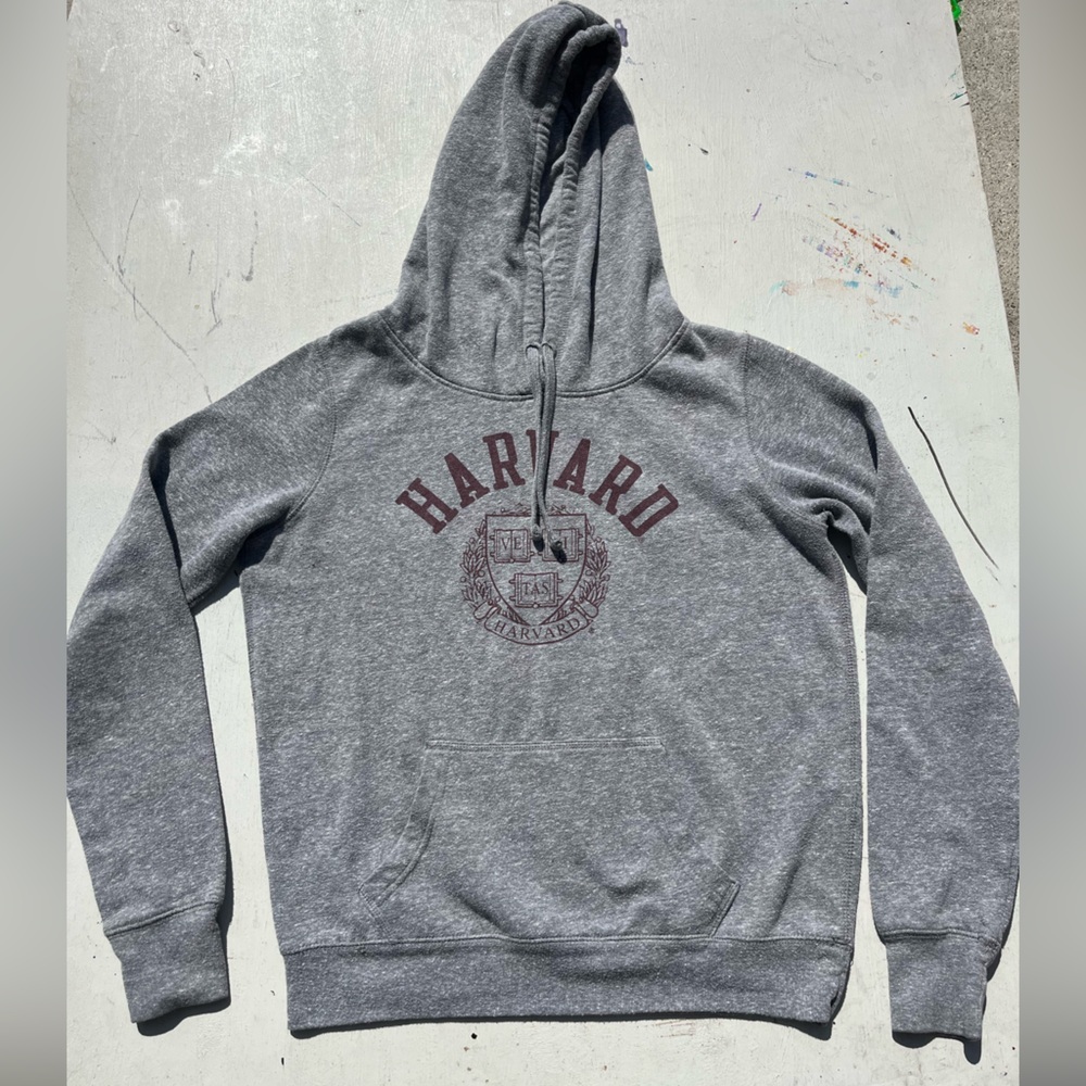 Men's Harvard University Hoodie Gray Spell-Out S‎ NCAA Ivy League Collegiate